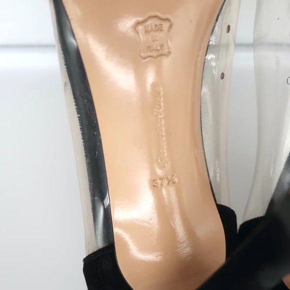 Gianvito Rossi Plexi Velvet and PVC Pumps Black Size 37.5 Pointed Toe Heels - Picture 11 of 11